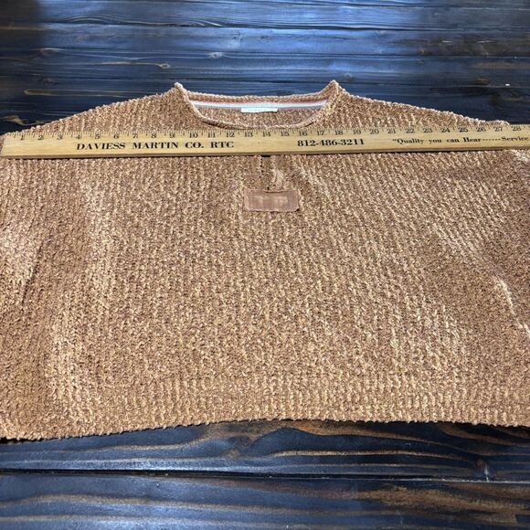 ILLA ILLA Cropped Oversized Knit Sweater, Golden Brown Cuffed 3/4 Sleeve Size L - Picture 5 of 12